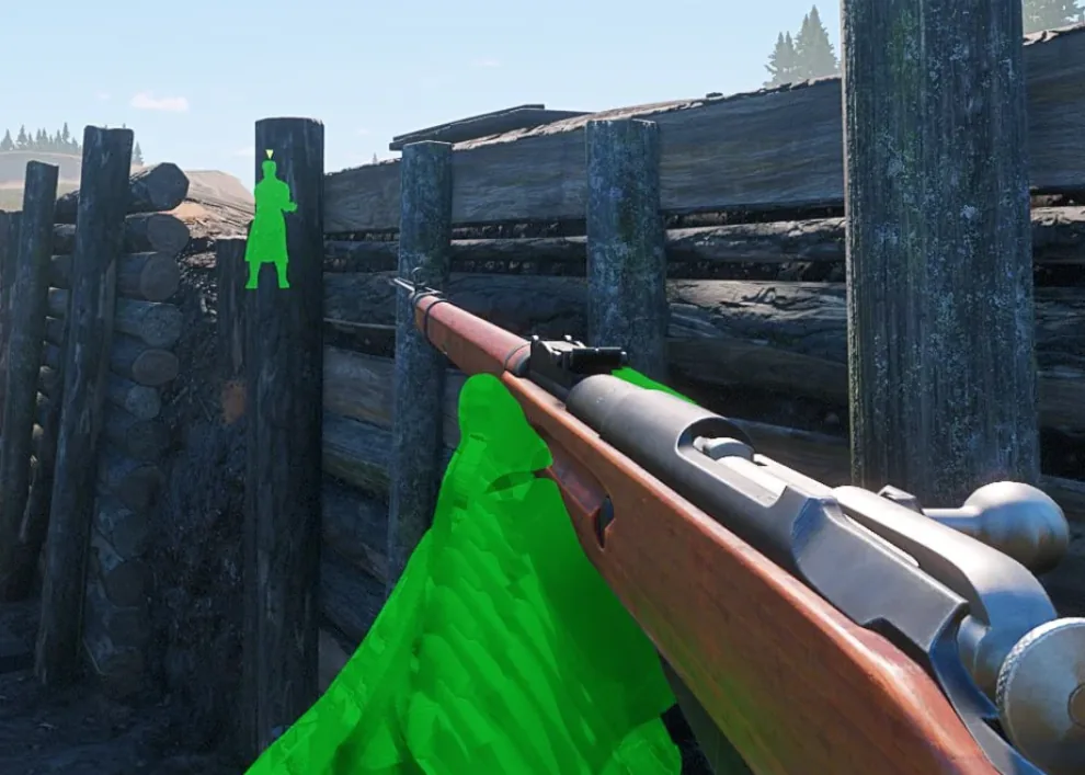 Wallhack outlines showing enemy soldiers through walls